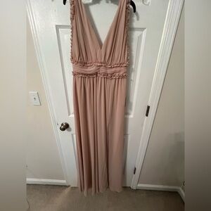 Lulu's Soft Pink Ruffle Maxi Dress